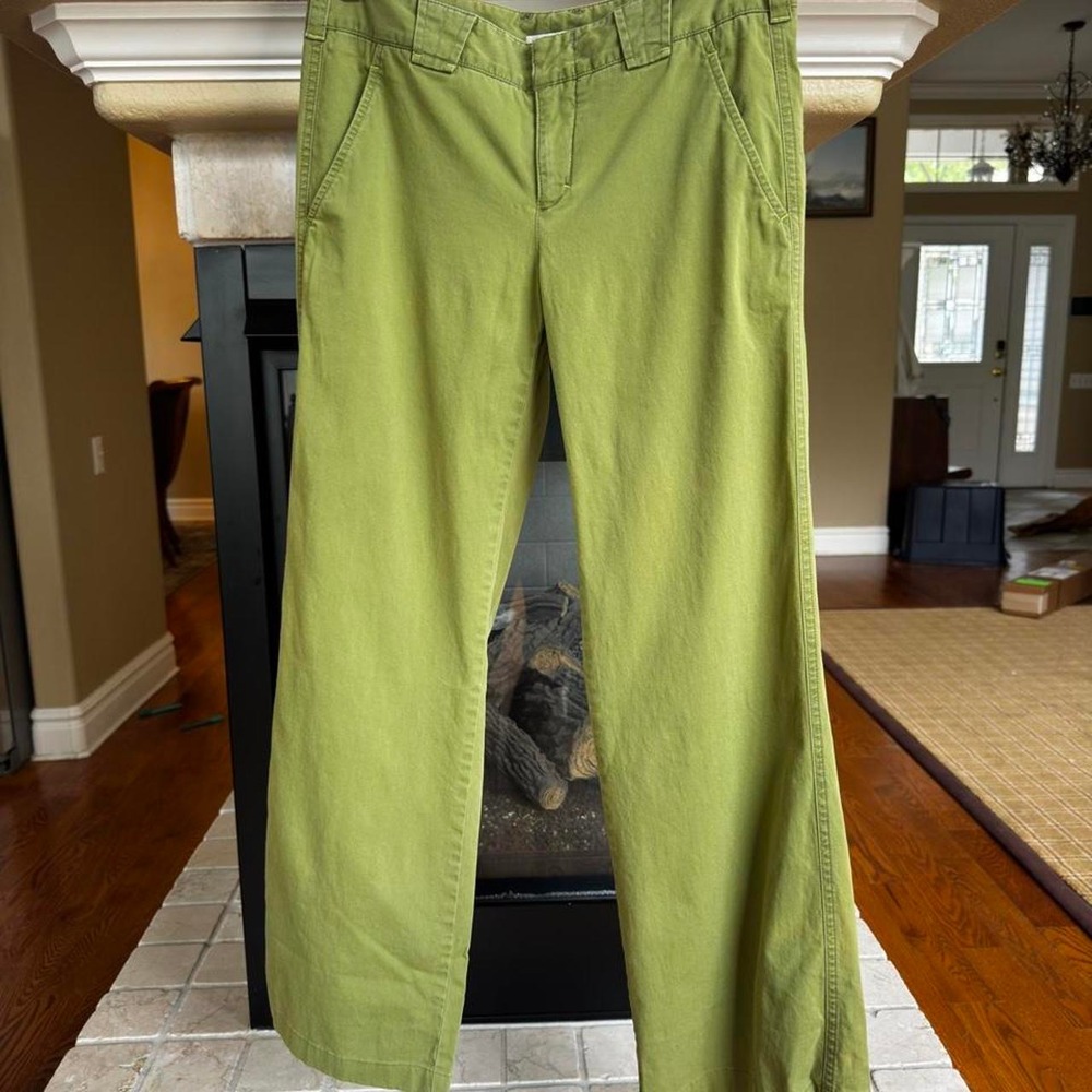Vince Low-Rise‎ Wide-Leg Green Chino Pants Career Business Office